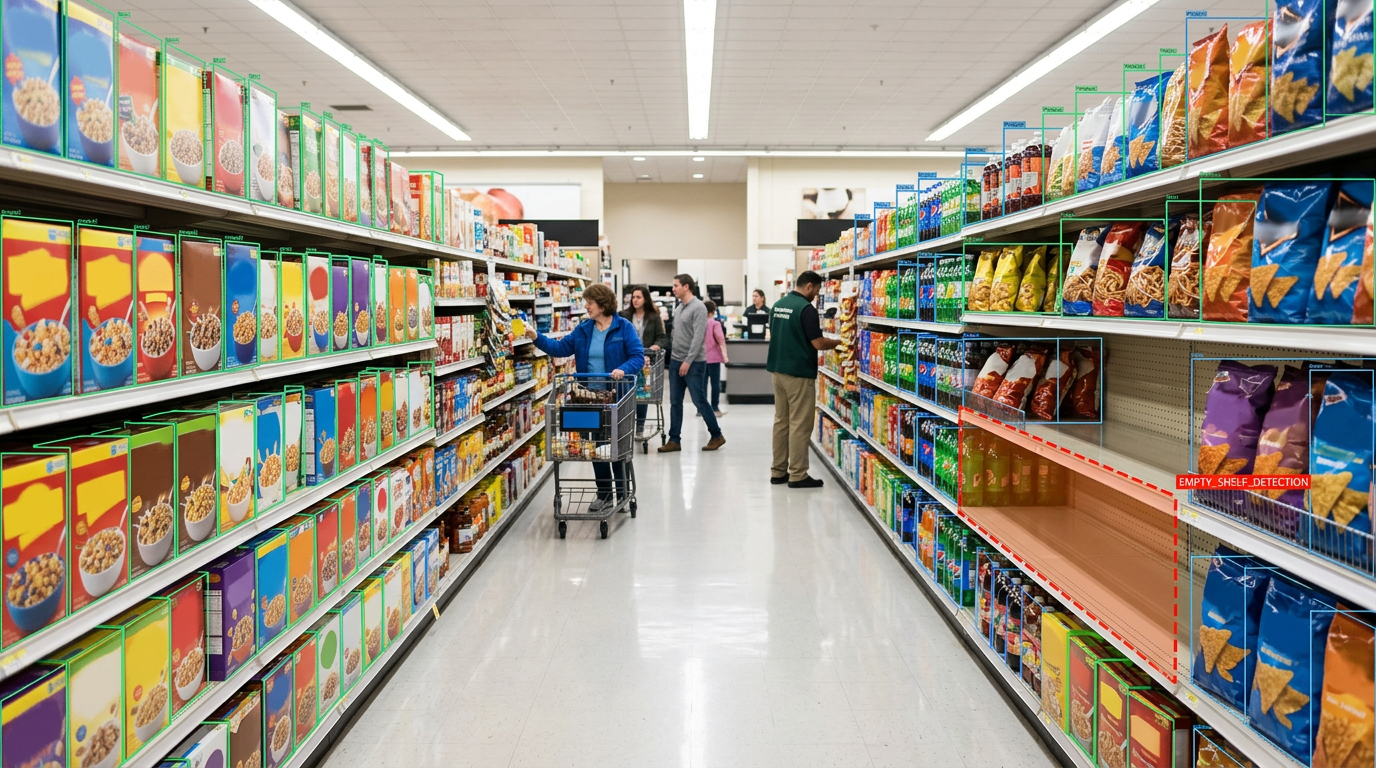 Retail shelves with product detection